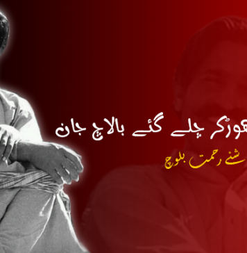 تم بھی چھوڑکر چلے گئے بالاچ جان – شئے رحمت بلوچ