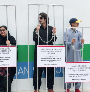 بی این ایم کی جانب سے جنوبی کوریا میں احتجاجی مظاہرہ