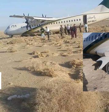 پنجگور : طیارہ رن وے کے بجائے کچے میدان میں اتر گیا