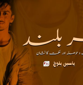سر بلند، ہمت و حوصلہ اور حکمت کا نشان ۔یاسین بلوچ