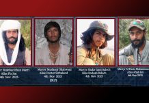 قلات میں قابض پاکستانی ڈرون حملے سے شہید ہونے والے 4 سرمچاروں کو خراج عقیدت پیش کرتے ہیں۔ یو بی اے