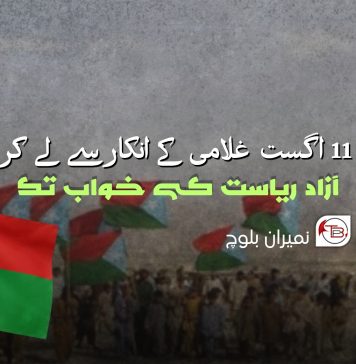 ۱۱ اگست: غلامی کے انکار سے لے کر آزاد ریاست کے خواب تک – نمیران بلوچ
