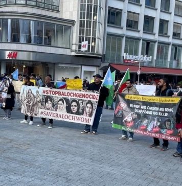 جرمنی میں لوئر سیکسنی کی پارلیمان کے سامنے بی این ایم کا احتجاج